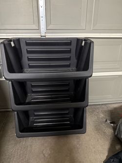 3 Husky 55-Gallon Heavy Duty Stackable Storage Bins