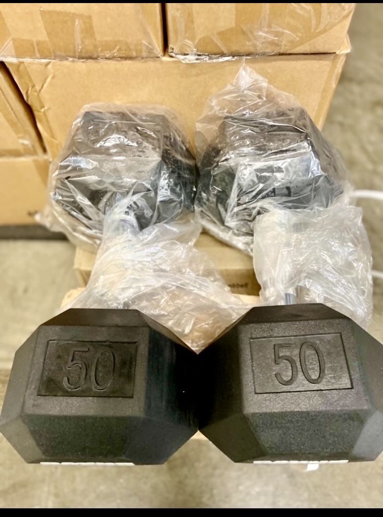 Brand New 50 Lbs Hex Rubber Dumbbells…. 