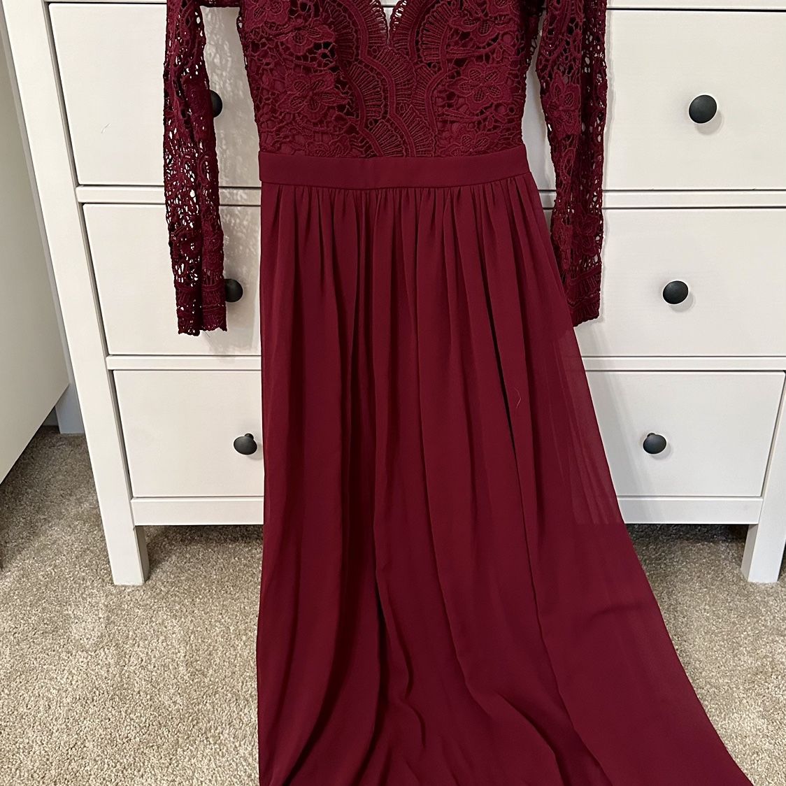 cato dress brown – LOT Onze heerlijke CATO dress Waist Size:42 Open back long sleeve nav-81