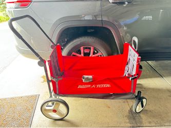 Radio Flyer, 3-in-1 off-Road EZ Folding Kids Wagon with Canopy, Puncture Proof Tires, Red