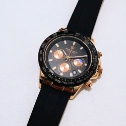 Rose Gold And Brown Chronograph Watch 