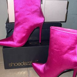 Pink Heel Boots Size 7.5