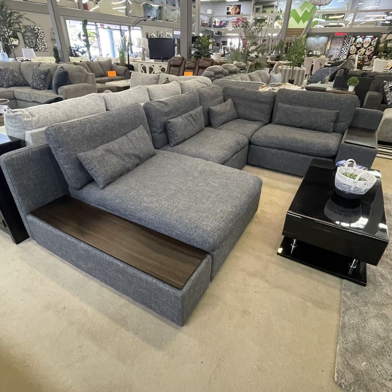 Divani Casa Paseo Charcoal Foam & Feather Seating Modular Sectional /4pc