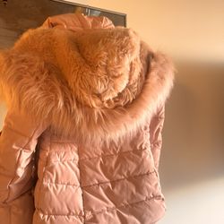Guess Powder Pink Small Puffer Fur Jacket