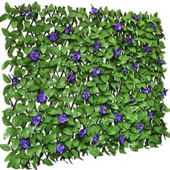 Expandable Vine Panels With Purple Flowers. 