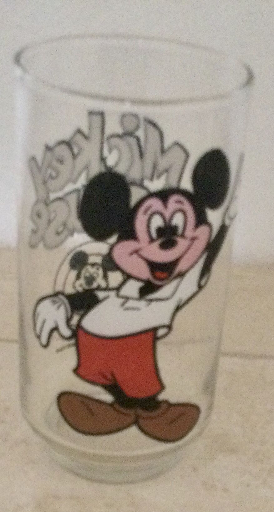 Vintage Disney Mickey Mouse Club Drinking Glass 5" Tall, Walt Disney Productions
