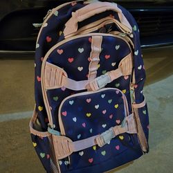 Pottery Barn Mackenzie Navy Pink Free-Standing Backpack With Wheels 🎒  - Used