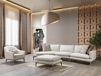 Beautiful Curved Sectional With Ottoman