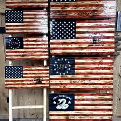 Handmade Wooden American Flags