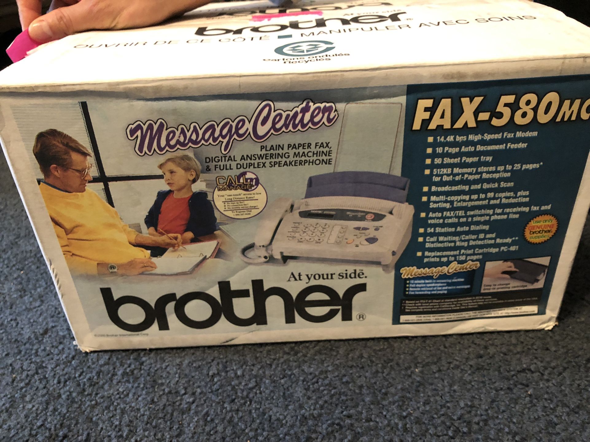 Brand New Brother Message Center Plain Paper Fax Digital Answering Machine Full Duplex Speakerphones FAX 580MC