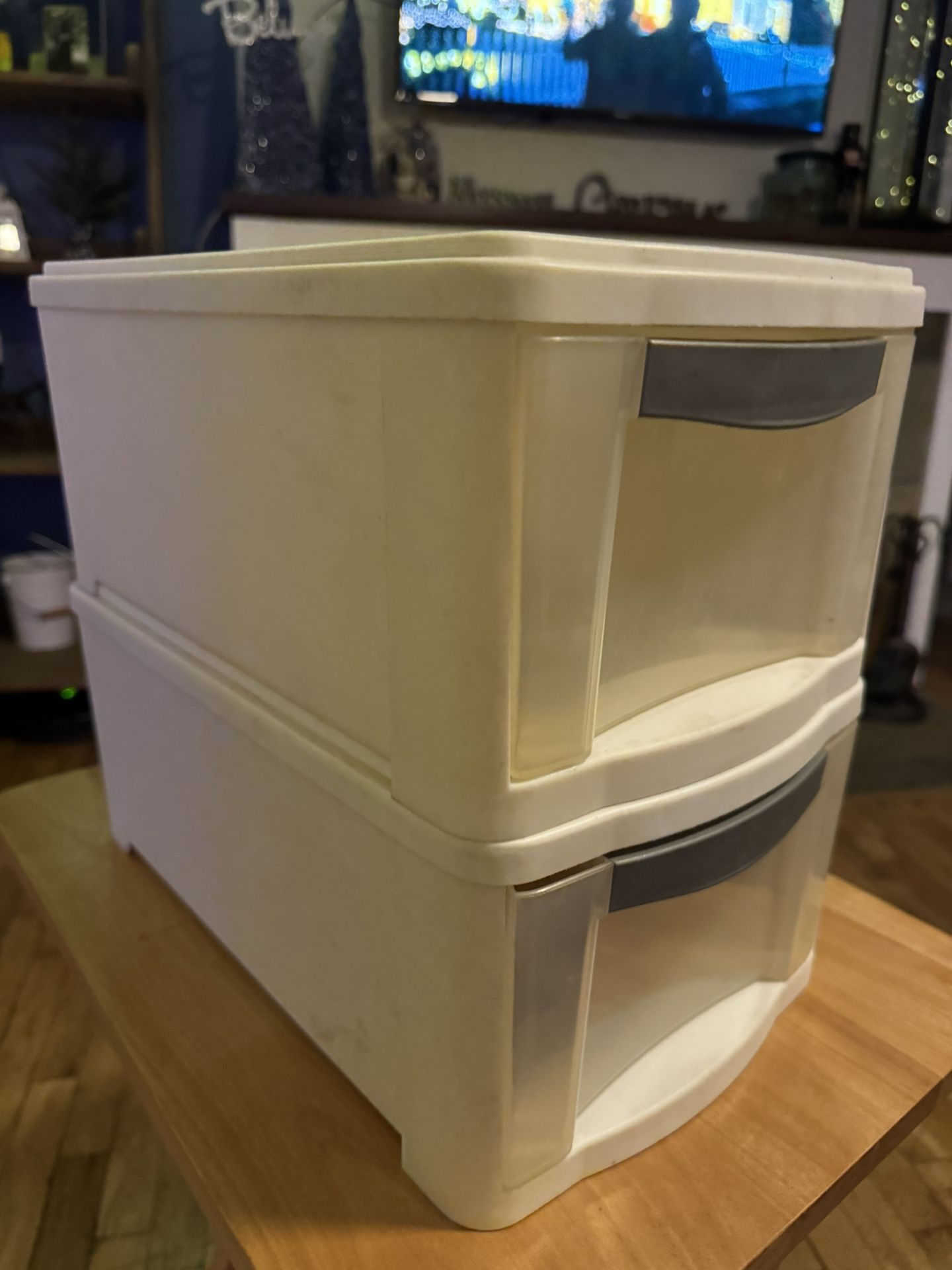 2 Sterilite stackable storage Drawers