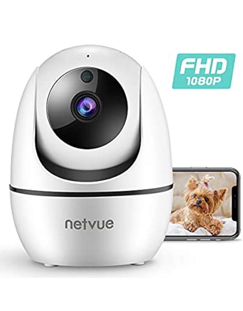 Dog Camera, Netvue 1080P FHD 2.4GHz WiFi Pet Camera , Indoor Security Camera for Pet/Baby/Nanny, AI Human Detection, Night Vision, Cloud Storage/TF C