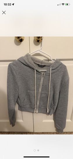 Grey Crop Hoodie
