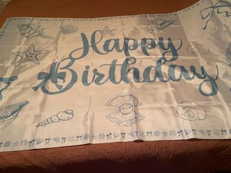 Happy birthday seashell beach theme party back drop