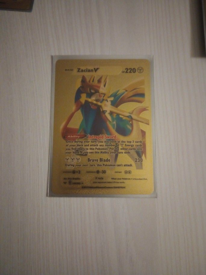 Zacian V 138/202 Sword HOLO RARE Pokemon Card Radiant Gold Foil

