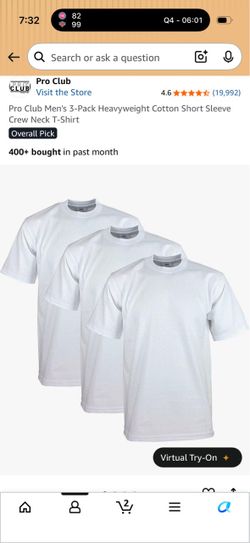 Pro Club Men's Heavyweight Crew Neck T-Shirt 3-Pack