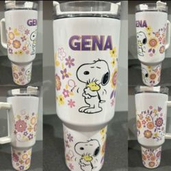 Snoopy Inspired "Just Snooping Around Pink" -  Hot/Cold Tumbler - Multiple Sizes Available!