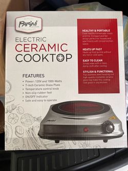 Parini Cookware Electric 7” Ceramic Cooktop Temp Control Dorm Camping