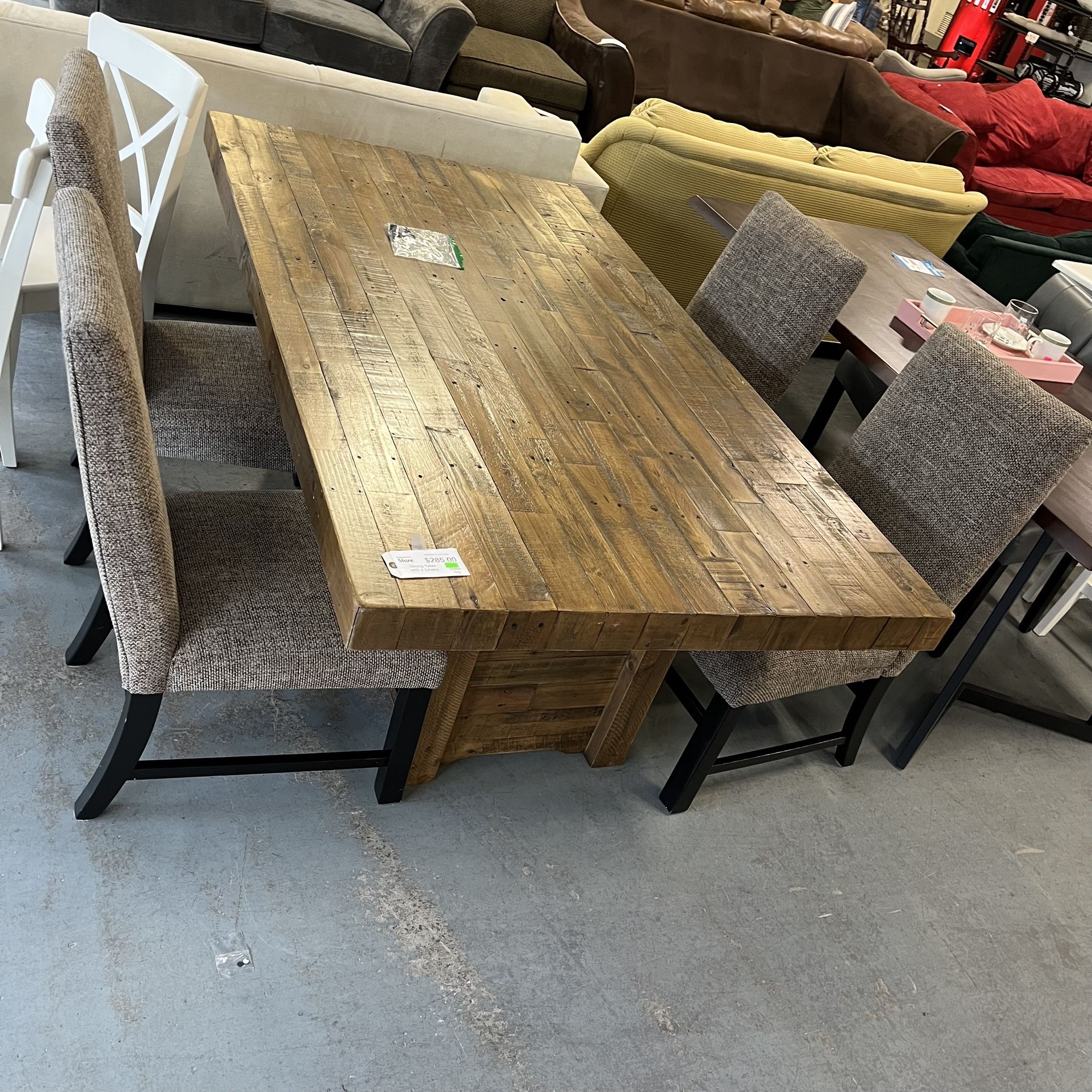 Rustic Style Wood Dining Table And Chairs Set (in Store)