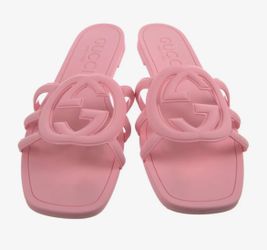 Gucci Interlocking G Flat Slide Sandals Pink