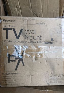 Tv wallmount for 17 up to 55 inch tv full motion 88lbs with HDMI cable