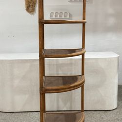 Large Vintage Corner Rattan Shelf / Etagere