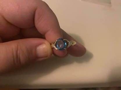 Blue topaz and diamond ring