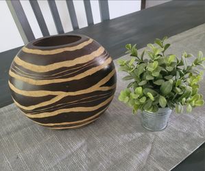 Wooden vase with a Zebra pattern