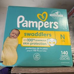 Unopened box: Pampers Swaddlers Diapers, Newborn - 140 Count