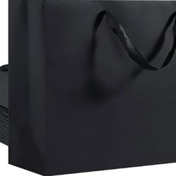 Umoofine - Large Black Gift Bags with Handles, 60 Pack, 15.7 x 5.9 x 12 Inches, Extra Large Kraft Paper Gift Bags with Ribbon Handles, Black Kraft Pap