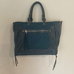 Teal Suede And Leather Fashion Purse
