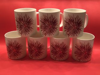 Set Of 7 Starbucks Red Starburst Coffee Mugs