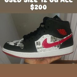 USED JORDAN 1 MID NEWSPAPER SIZE 12