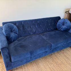 Mid-Century Modern Tufted Velvet Sofa