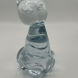 Clear Art Glass Cat Figurine