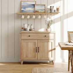 Farmhouse Wood Buffet Sideboard Cabinet – Natural Oak