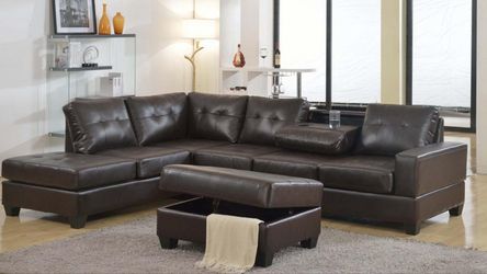 BRAND NEW LEATHER SECTIONAL WITH OTTOMAN FOR $699!!