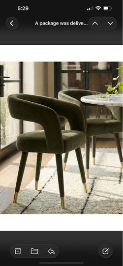 Brand New, in Box, Set of 2 velvet dark green  Dining chairs, modern open back armchairs