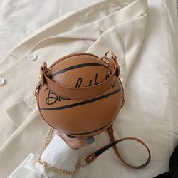 Small Round Womens New Messenger Chain Basketball Bag 