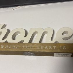 HOME is where the heart is wood sign