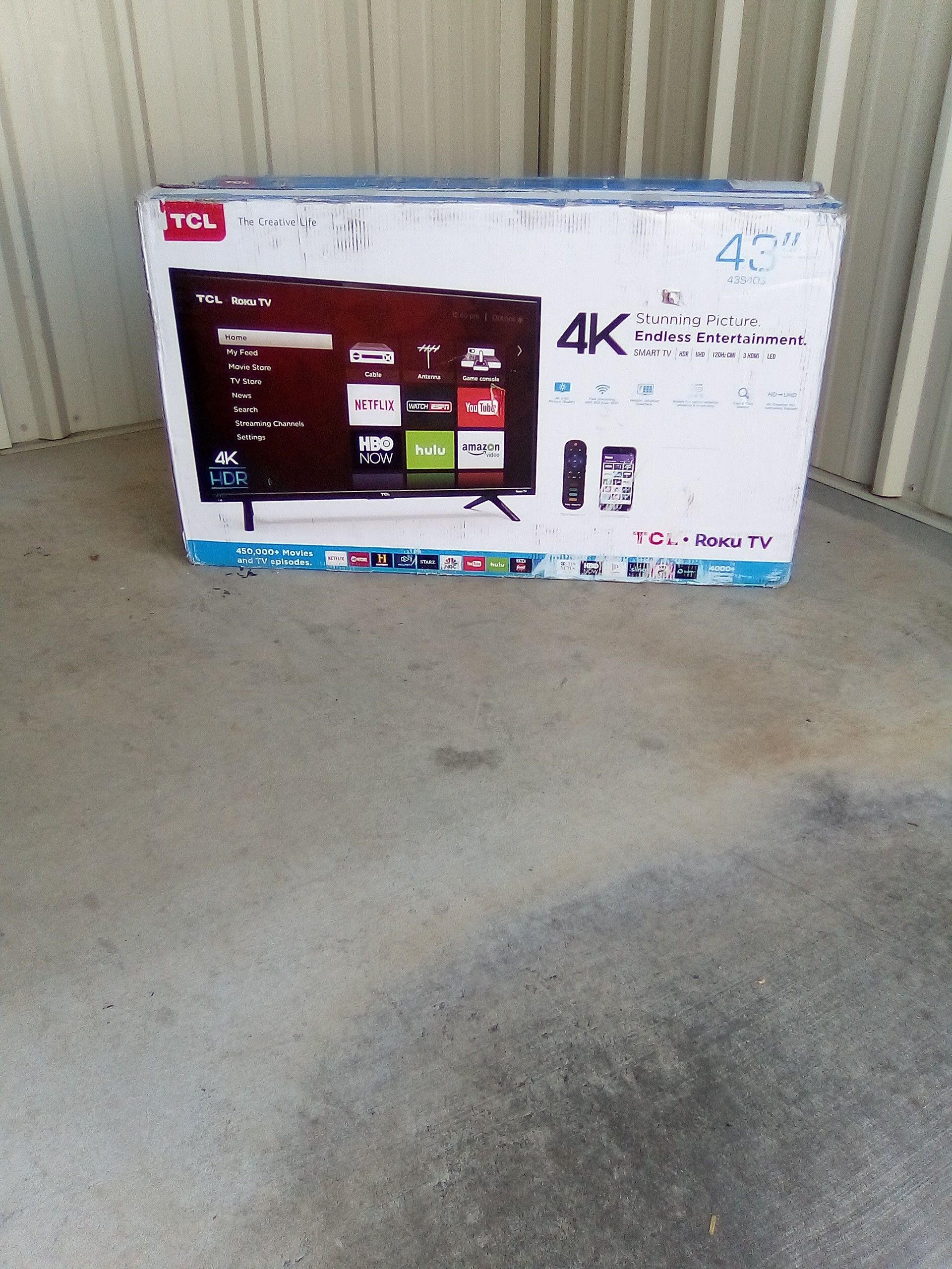 *New 43" In. TCL 4k Roku Smart TV*