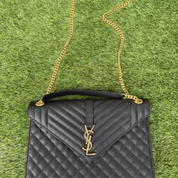 YSL BLACK SAINT LAURENT ENVELOPE MEDIUM PURSE