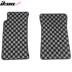 Fits 90-97 Mazda Miata MX5 Floor Mats Non-Slip Carpet Checkered Black Gray Plaid