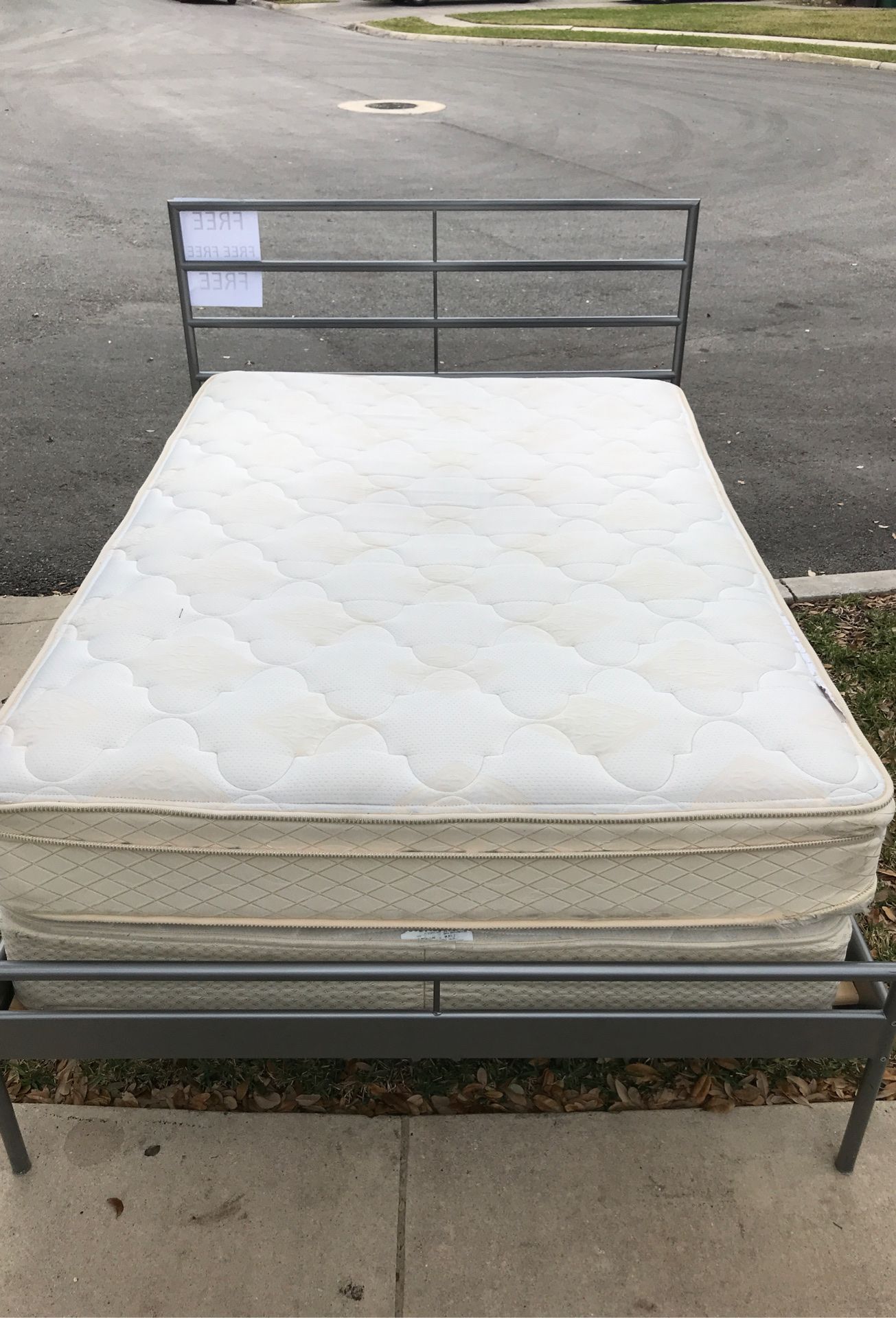 Full size bed frame and mattresses