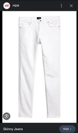 White H&M Skinny Fit Coupe Moulante Men's Jeans