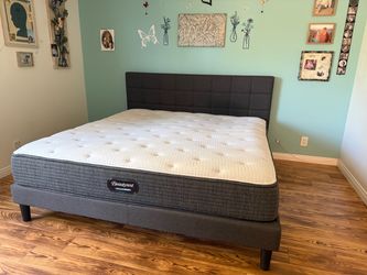 King size bed frame & Beautyrest Pressure Smart Mattress