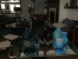Glass decanter, vintage , vintage vase , all other goes with the lot