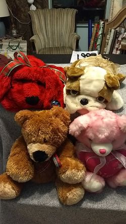 4 large stuffed animals. $8 each.