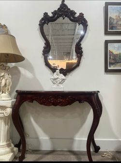 Vanity entry way console table and mirror vintage style