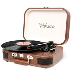 Voksun Bluetooth Turntable with Speakers. Record Player 3 Speed Vinyl Player